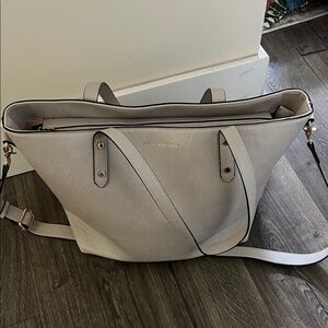 Poppy & Peonies Light Gray-beige work Tote